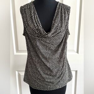 Elegant Black and Beige Cowl-Neck Women's Top